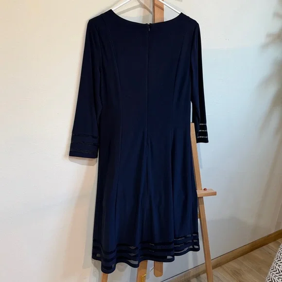 Classy Jessica Howard Midnight Blue Dress 3/4 sleeves - Picture 3 of 5